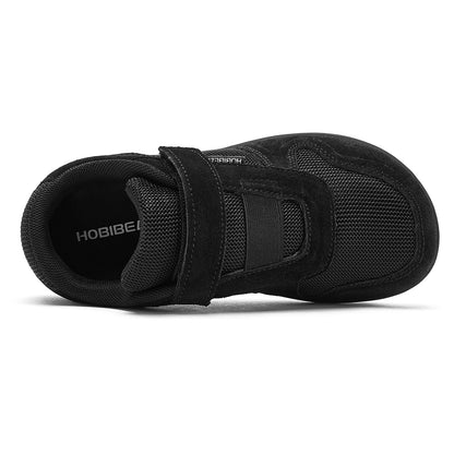 Kids Zero-Drop Barefoot Sneakers by HOBIBEAR with Wide Toe Box, Hook-and-Loop Strap, Mesh Upper and Artificial Leather Toe for Lightweight Everyday Wear