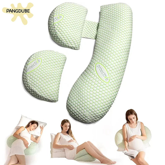 Curved Pregnancy Pillow by PANGDUBE with Small Cushion Styling, Multifunctional Maternity Body Pillow for Side Rest, Reading and Seated Lounging