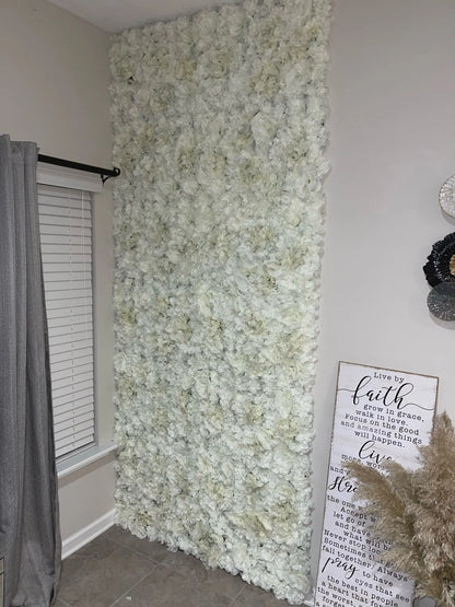 Artificial Flower Wall Panels with Fabric Roses, 40 x 60 cm Reusable Floral Backdrop for Baby Showers, Weddings, Birthdays & Home Decor