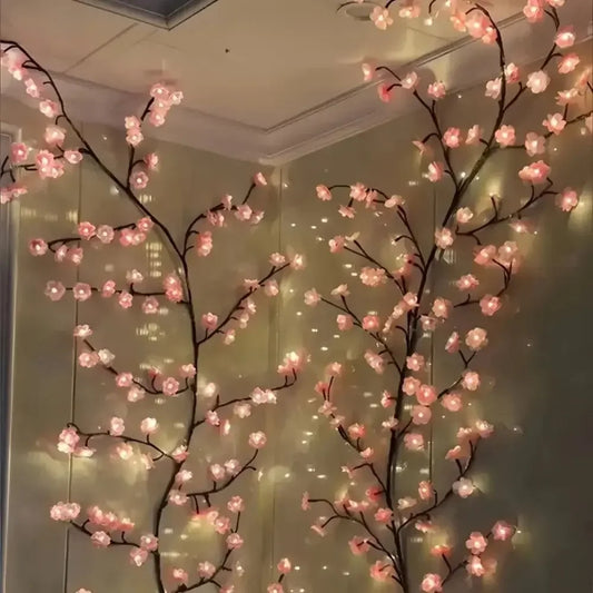 Cherry Blossom Branch Lights, 160cm 72 LED USB Plug-In Bendable Floral Vine for Indoor Wall Decor, Bedroom Ambiance and Christmas Decorations