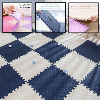 Baby Puzzle Play Mat with 30 cm Interlocking Foam Tiles, 1 cm Thick Textured Floor Padding in 8 or 16 Pieces for Supervised Indoor Play