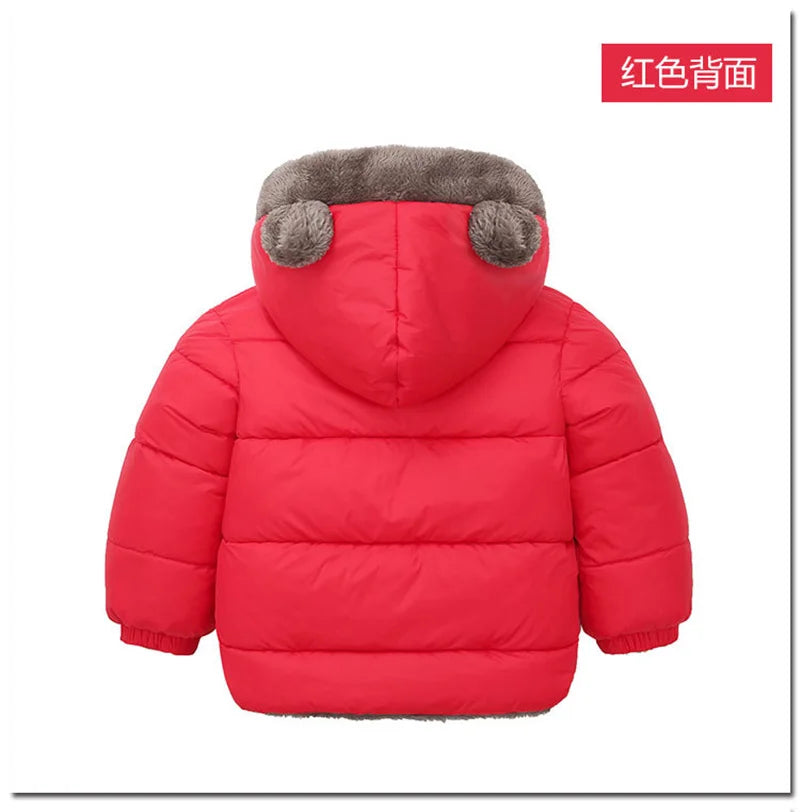 Toddler Bear Ear Hooded Jacket with Plush-Look Lining and Quilted Zip-Up Design, Kids Winter Outerwear for Boys and Girls in Sizes 24M-6T