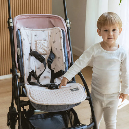 Stroller Liner and Harness Cover Set, Soft Printed Seat Cushion with Matching Strap Pads and Textured Panels in Five Decorative Print Options