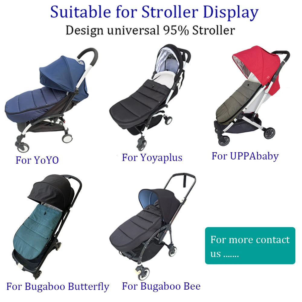 Fleece-Lined Stroller Footmuff for YOYO and Bugaboo, 90 x 45 cm Windproof Waterproof Cover with Storage Bag and Thickened Option