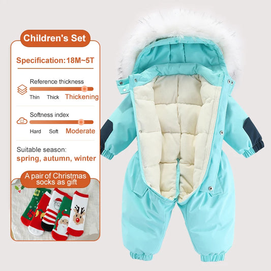 Toddler Hooded Snowsuit by Ircomll, Padded One-Piece Winter Outerwear with Plush-Look Hood Trim, Elastic Cuffs and Pockets, Sizes 18M to 4-5T