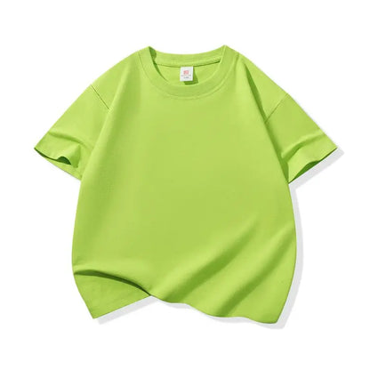 Kids Solid Color Cotton T-Shirt, 180gsm Short Sleeve Crewneck Basic Tee for Boys and Girls in 18 Colors for Summer and Everyday Casual Outfits