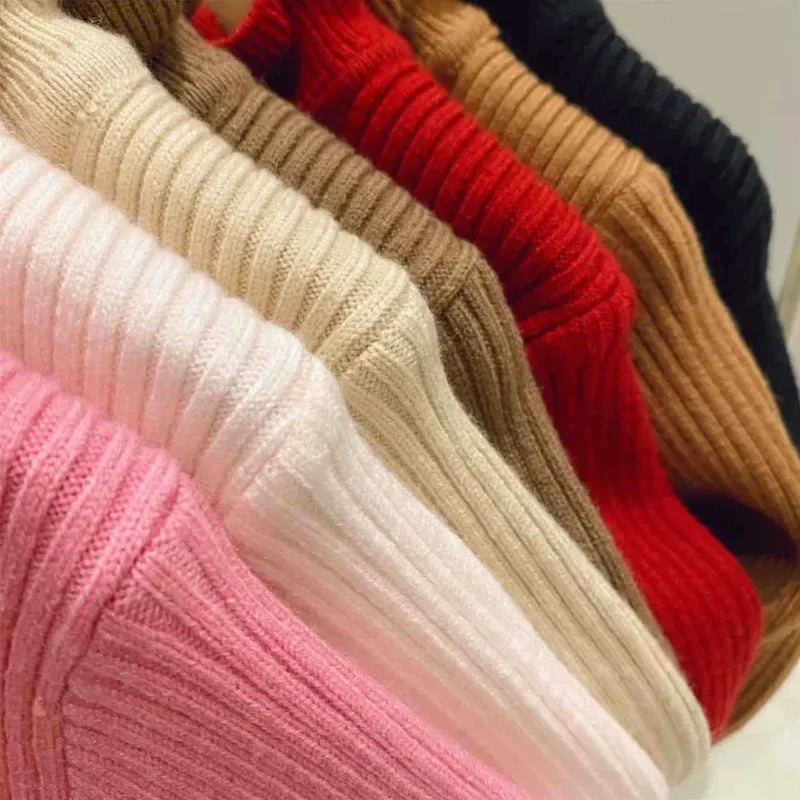 Toddler Lettuce Edge Sweater, Ribbed Knit Mock Neck Pullover with Long Sleeves for Boys and Girls, Six Solid Colors, Sizes 12-18M to 6-7Y