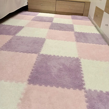 Plush Carpet Puzzle Mat, 20-Piece Interlocking EVA Foam Floor Tiles in Two-Color Options, 30 x 30 x 1 cm Squares for Nursery and Kids Rooms