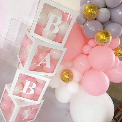 BABY Letter Balloon Boxes, 25cm Baby Shower Decorations for Boys and Girls, Gender Reveal Party Displays and First Birthday Photo Backdrops