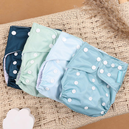 Pocket Cloth Diapers 4-Pack by Happyflute, Reusable Baby Nappies with Printed PUL Outer, Suede Cloth Lining and Snap Closures for 3–15 kg