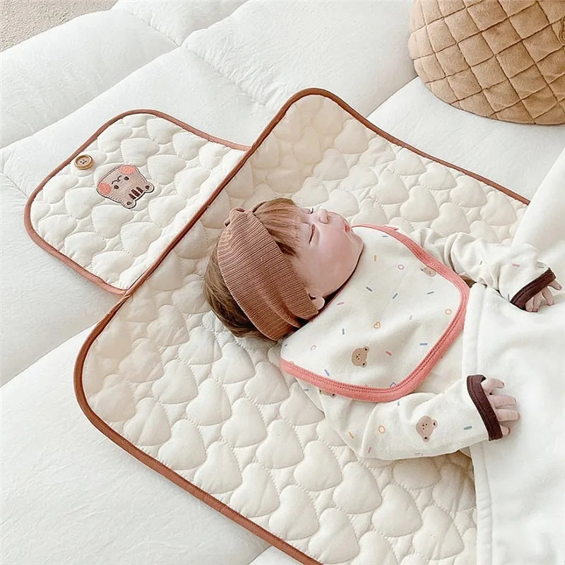 Diaper Changing Pad with Storage Pocket, PANGDUBE Foldable Waterproof Baby Changing Mat for Travel and Everyday Diaper Care in Animal Designs