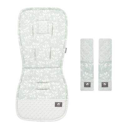Stroller Liner and Harness Cover Set, Soft Printed Seat Cushion with Matching Strap Pads and Textured Panels in Five Decorative Print Options