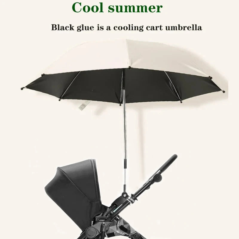Stroller Sunshade Parasol with Holder, Folding Baby Stroller Umbrella with 8 Steel Ribs and Adjustable Positioning for Outdoor Walks