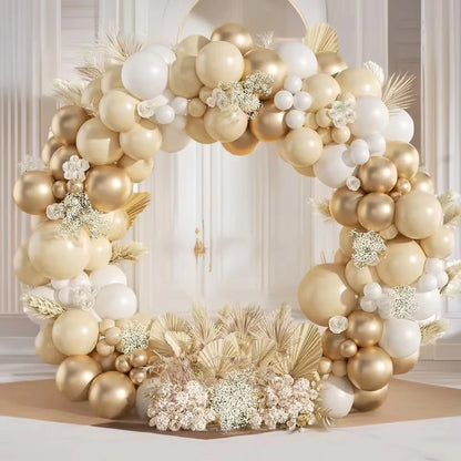 Sand White and Gold Balloon Arch Kit with Mixed-Size Balloons for DIY Wedding Garlands, Bridal Showers, Baptisms and Birthday Party Decor