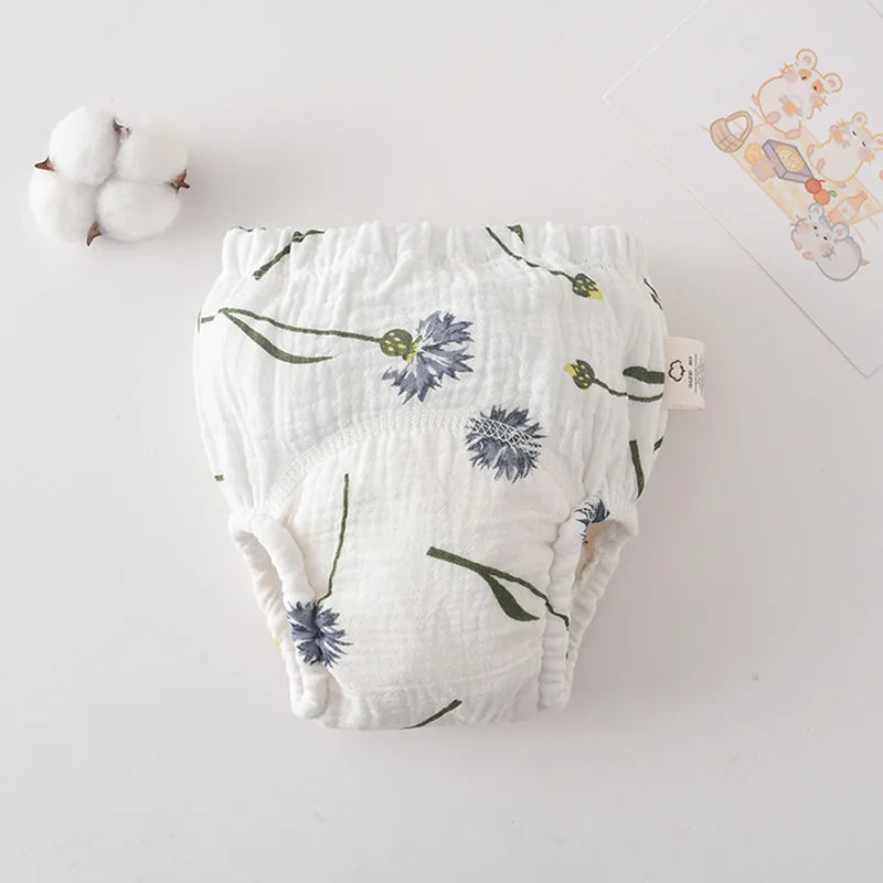 Printed Cotton Potty Training Pants, Single Reusable Learning Underwear with Pull-On Waist for Babies and Toddlers in Sizes 80–110