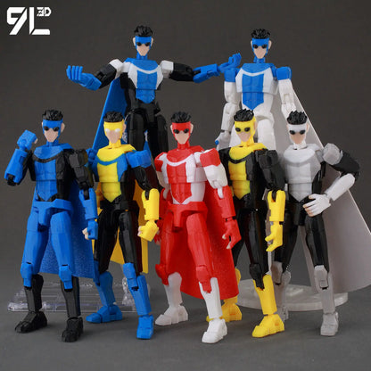 Articulated Superhero Action Figure, 3D Printed PETG Collectible with 30+ Poseable Joints, Interchangeable Parts and Accessories for Display