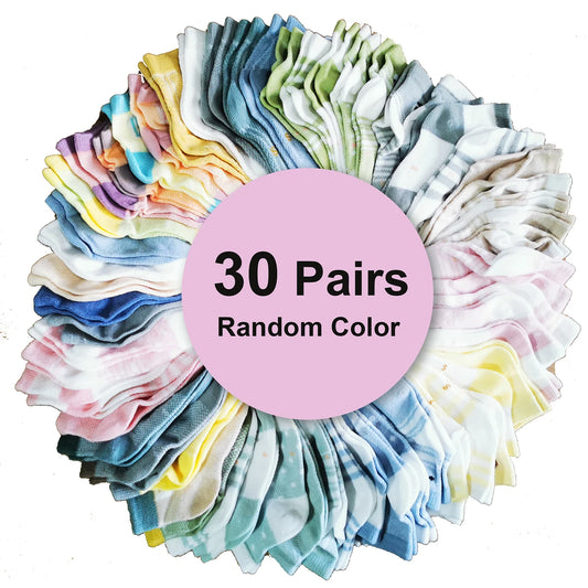 Cotton Blend Baby Socks 30-Pair Pack in Random Colors, Mesh Knit Socks for Newborns, Toddlers and Kids for Everyday Outfit Changes
