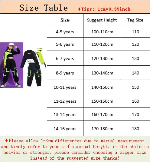 Girls Hip Hop Cargo Pants Dance Set with Crop Top and Decorative Sleeve, Three-Piece Colorblock Stage Outfit for Ages 4–16 by LOLANTA