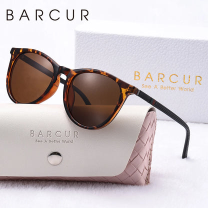 Women's Round Polarized Sunglasses by BARCUR, Lightweight PC Frame with Retro-Inspired Style and Eight Color Options for Travel and Everyday Outings
