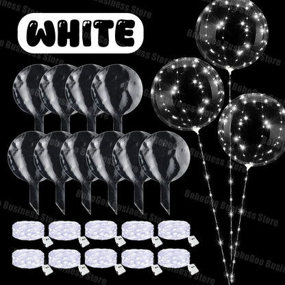 LED Light Up Balloons with Batteries and Clear Bobo Balloon Design, 10-100 Set Options for Wedding Receptions, Proposals and Birthday Party Decor