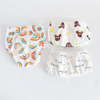 Toddler Potty Training Pants 3-Pack, 6-Layer Washable Cotton Learning Underwear with Elastic Waist and TPU Layer in 8–18 kg Size Options