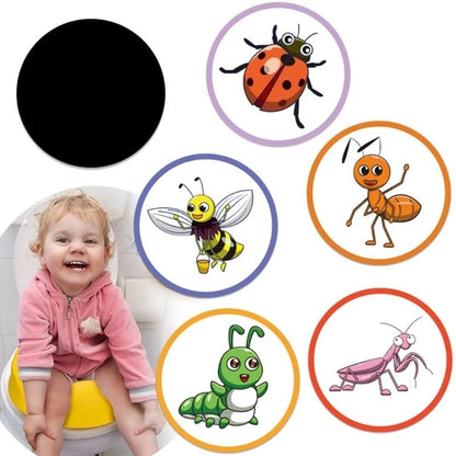 Potty Training Target Stickers with Temperature-Sensitive Color Reveal, Reusable Toilet Decals in Animal, Marine, Insect and Fairy Theme Options
