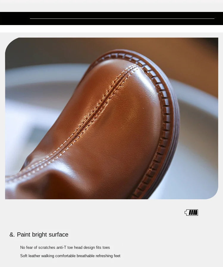Back-Zip Girls Tall Boots in PU with Round Toes and Minimalist Styling, Khaki, Beige or Black Fashion Shoes for Spring and Autumn, Sizes 26-36