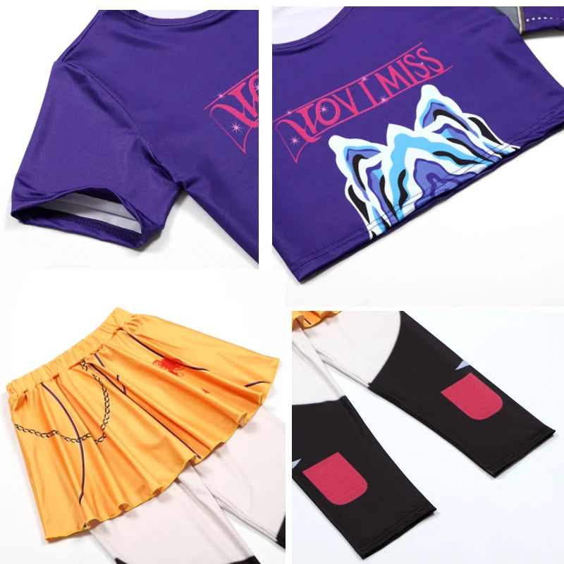 Girls Cosplay Costume Set for Halloween, Dance Performances and Dress-Up with Jacket, T-Shirt and Shorts or Top-and-Pants Outfit Options