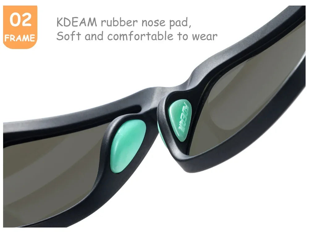 Kids Square Polarized Sunglasses by KDEAM, Lightweight TR90 Frames with Silicone Nose Pads for Boys and Girls Outdoor Play and Travel