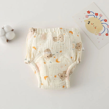 Printed Cotton Potty Training Pants, Single Reusable Learning Underwear with Pull-On Waist for Babies and Toddlers in Sizes 80–110