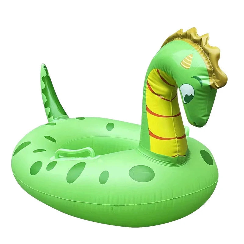 Animal Inflatable Pool Float Seat for Kids, Green Animal-Shaped PVC Swimming Ring for Supervised Summer Pool Play and Outdoor Water Parties