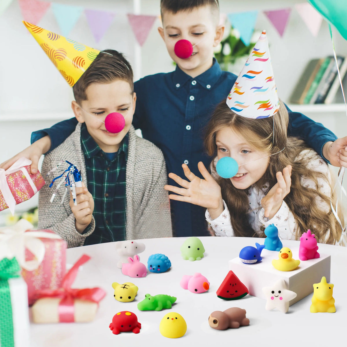 Bulk Mochi Squishy Toys, Joyfy 100-Piece Mini Animal and Fruit Fidget Set for Birthday Party Favors, Classroom Prizes and Goodie Bag Fillers