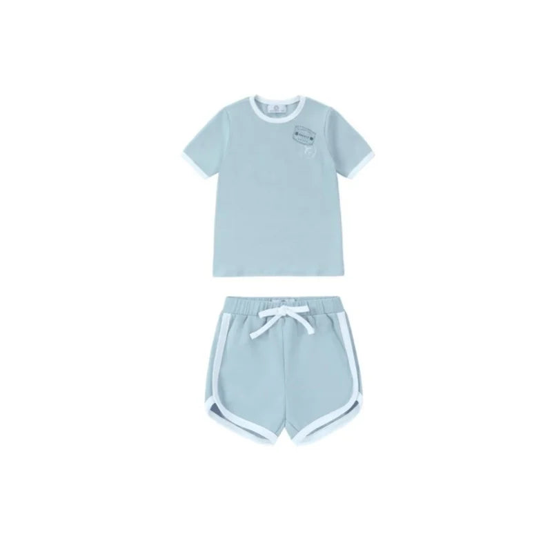 Kids Ringer Matching Outfits in Cotton Jersey with Stamp Graphics, Contrast Trim Dresses, Tees, Shorts and Baby Sets for Summer Photos