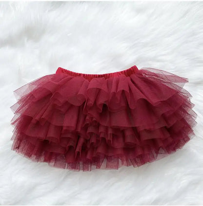 Tiered Tulle Tutu Skirt for Toddler and Little Girls with Gathered Waistband, Fluffy Solid Color Pettiskirt for Birthdays, Dance and Dress-Up