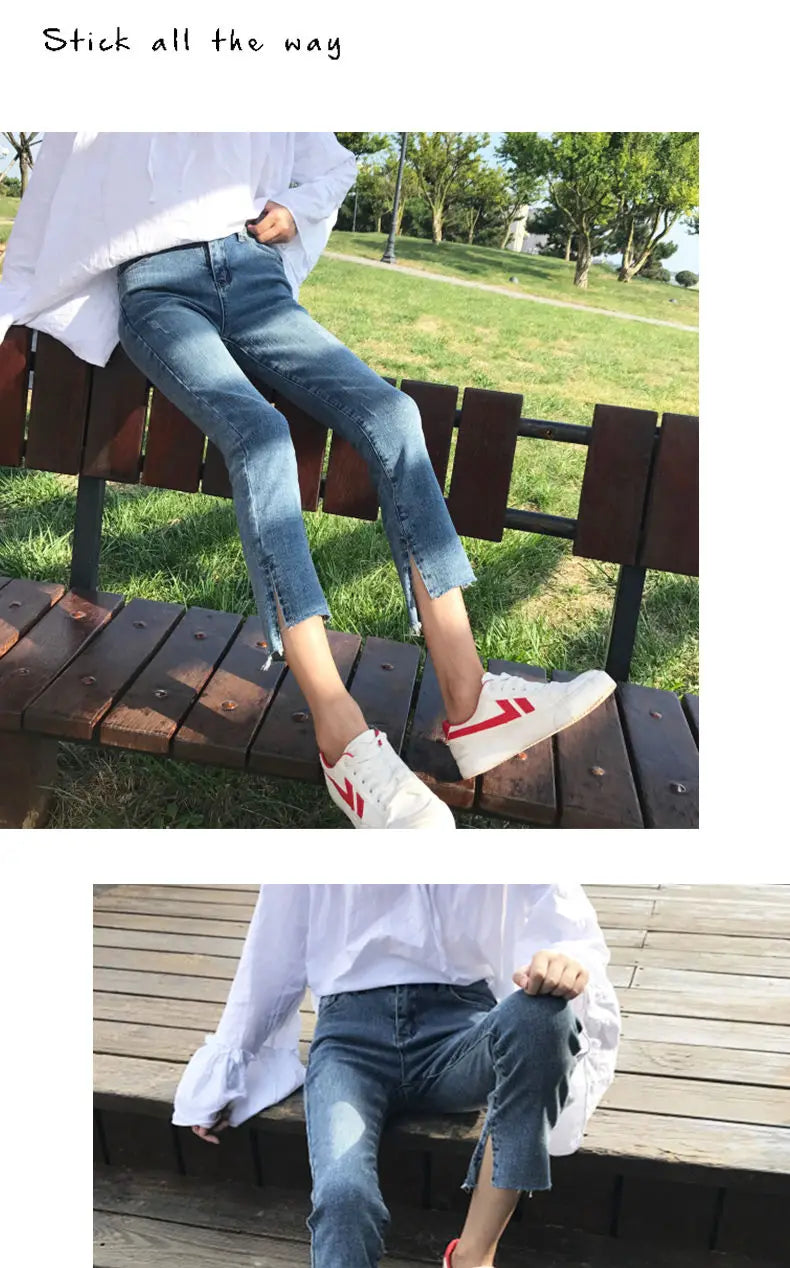 Maternity Denim Jeans with Over-Belly Panel, Blue Pregnancy Pants with Frayed Hem Styling, M-2XL Options for Everyday Casual Outfits
