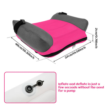 PVC and Mesh Kids Inflatable Seat Cushion, Compact 49 x 37 cm Chair Pad in Black Blue or Red for Supervised Seating Outside Vehicles