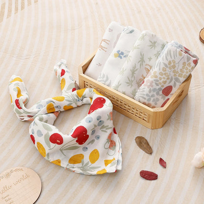 Bamboo Cotton Muslin Blanket Set, 5-Pack 60 x 60 cm Baby Cloths for Burping, Everyday Feeding Cleanup and Baby Shower Gifts by Kangobaby