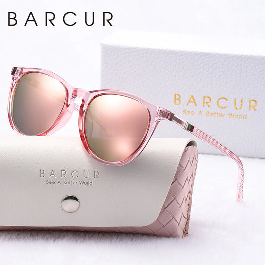 Women's Round Polarized Sunglasses by BARCUR, Lightweight PC Frame with Retro-Inspired Style and Eight Color Options for Travel and Everyday Outings