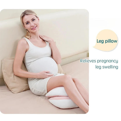 Maternity Body Pillow with Auxiliary Support Pillow | Cotton Pregnancy Sleep Cushion for Expecting Moms in Pink or Grey, Waist Support at Bedtime