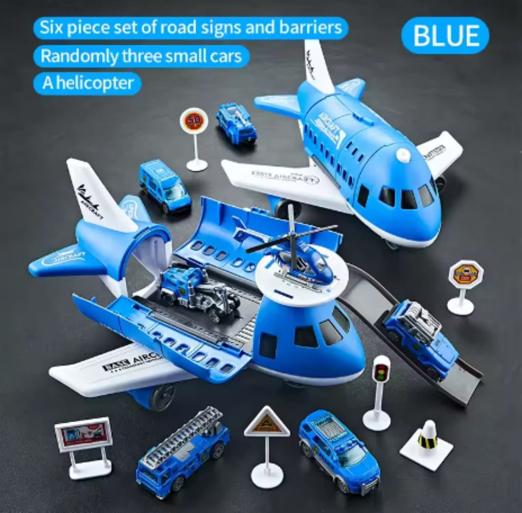 Passenger Airplane Toy with Foldable Storage Design, Wheeled Plane Model for Kids Pretend Airport Play in Red, Blue, Yellow or Green
