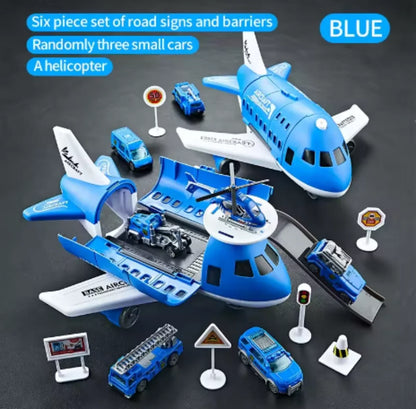 Passenger Airplane Toy with Foldable Storage Design, Wheeled Plane Model for Kids Pretend Airport Play in Red, Blue, Yellow or Green