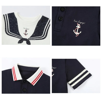 Kids Sailor Outfits in Cotton Jersey, Nautical Dresses, Polo Shirts and Shorts Sets for Boys, Girls and Babies, Summer Sibling Photo Styles