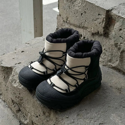 Toggle-Lace Kids Winter Boots with Padded Collars and Chunky Tread Soles, Boys and Girls Snow-Style Ankle Shoes in Four Colors, Sizes 26-37