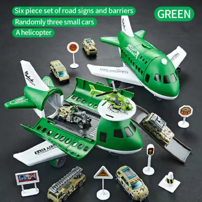 Passenger Airplane Toy with Foldable Storage Design, Wheeled Plane Model for Kids Pretend Airport Play in Red, Blue, Yellow or Green