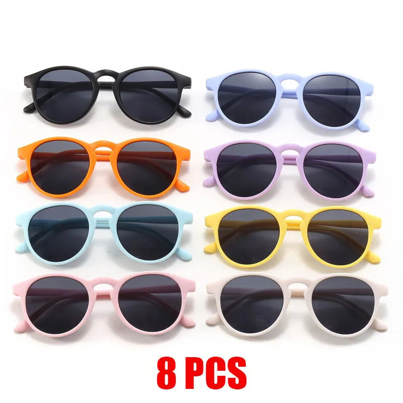 Kids Retro UV400 Sunglasses for Boys and Girls Ages 2-8, Colorful Fashion Shades in Assorted Frame Styles for Summer Outings and Family Photos