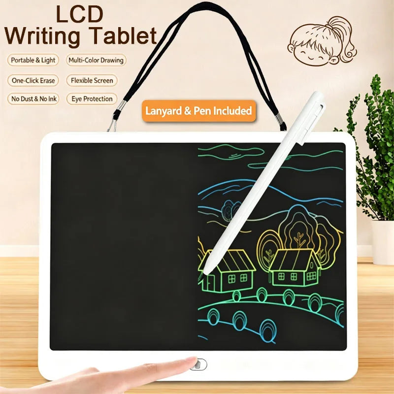 Erasable LCD Writing Board for Kids, 8, 11, 13 or 16 Inch Color Drawing Tablet with Stylus for Doodles, Handwriting and Number Practice