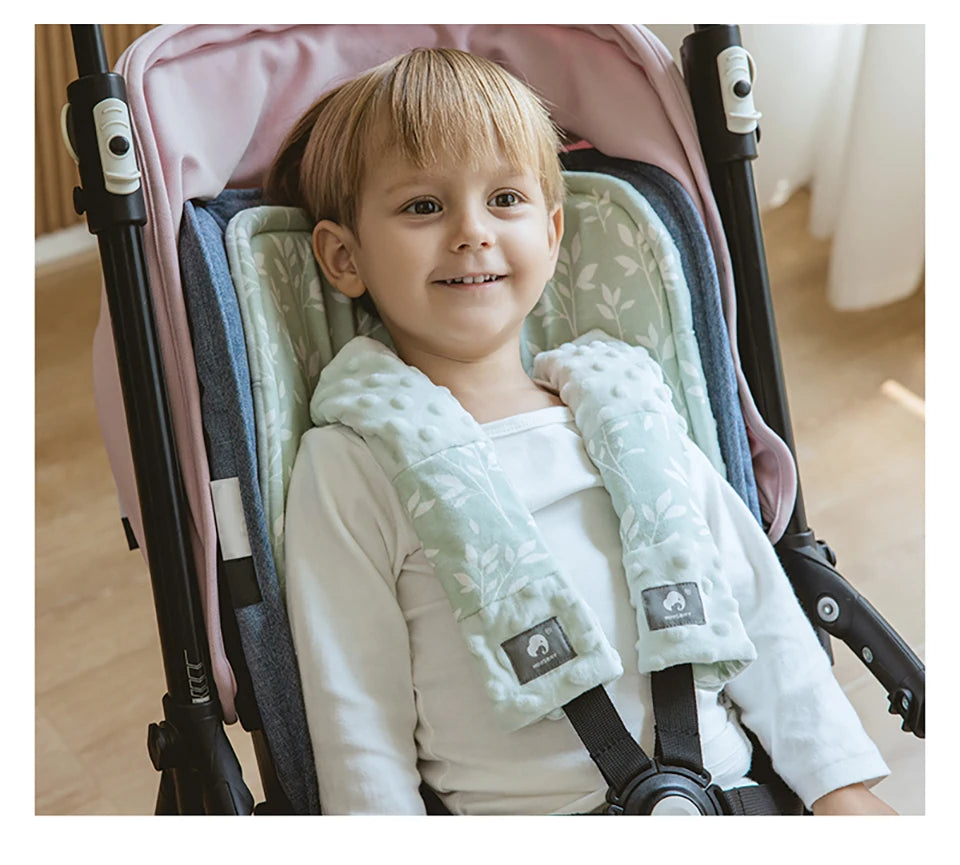 Stroller Liner and Harness Cover Set, Soft Printed Seat Cushion with Matching Strap Pads and Textured Panels in Five Decorative Print Options