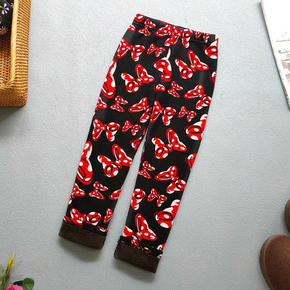 Printed Lined Leggings for Girls, Plush-Textured Winter Pants with Floral Heart and Pattern Options for Toddler and Kids Outfits, Sizes 2-3T to 10-11