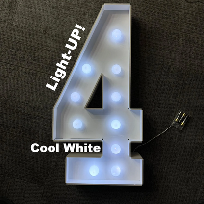 Light Up Marquee Numbers, 73 cm White KT Board Frames with Lights and Support Brackets for Birthday Backdrops and Anniversary Displays