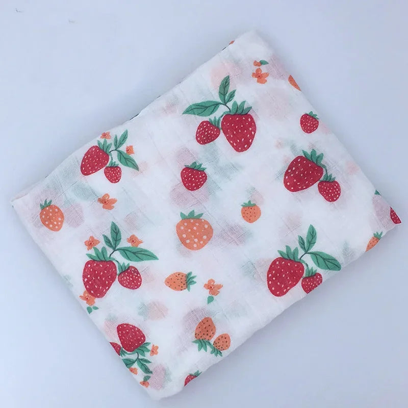 Printed Cotton Muslin Receiving Blanket for Babies with Space, Animal and Floral Designs, Approx. 120 x 120 cm Square Wrap with Smaller Mountain Option
